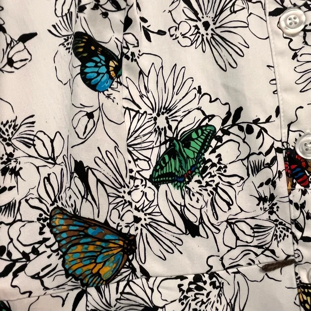 NORTH STYLE Floral‎ Butterfly Dress Midi Botanical Fit & Flare Stretch Womens 12